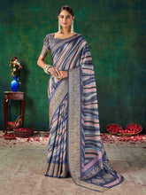 Blue Velvet Tussar Silk  Saree-SNGT1001